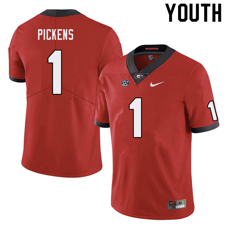 Youth #1 George Pickens Georgia Bulldogs College Football Jerseys Sale-Red - Click Image to Close